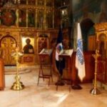 Знамя Союза писателей России освятили в храме преподобного Симеона Столпника на Поварской