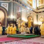 В праздник Собора Московских святых Святейший Патриарх Кирилл совершил Литургию в Храме Христа Спасителя